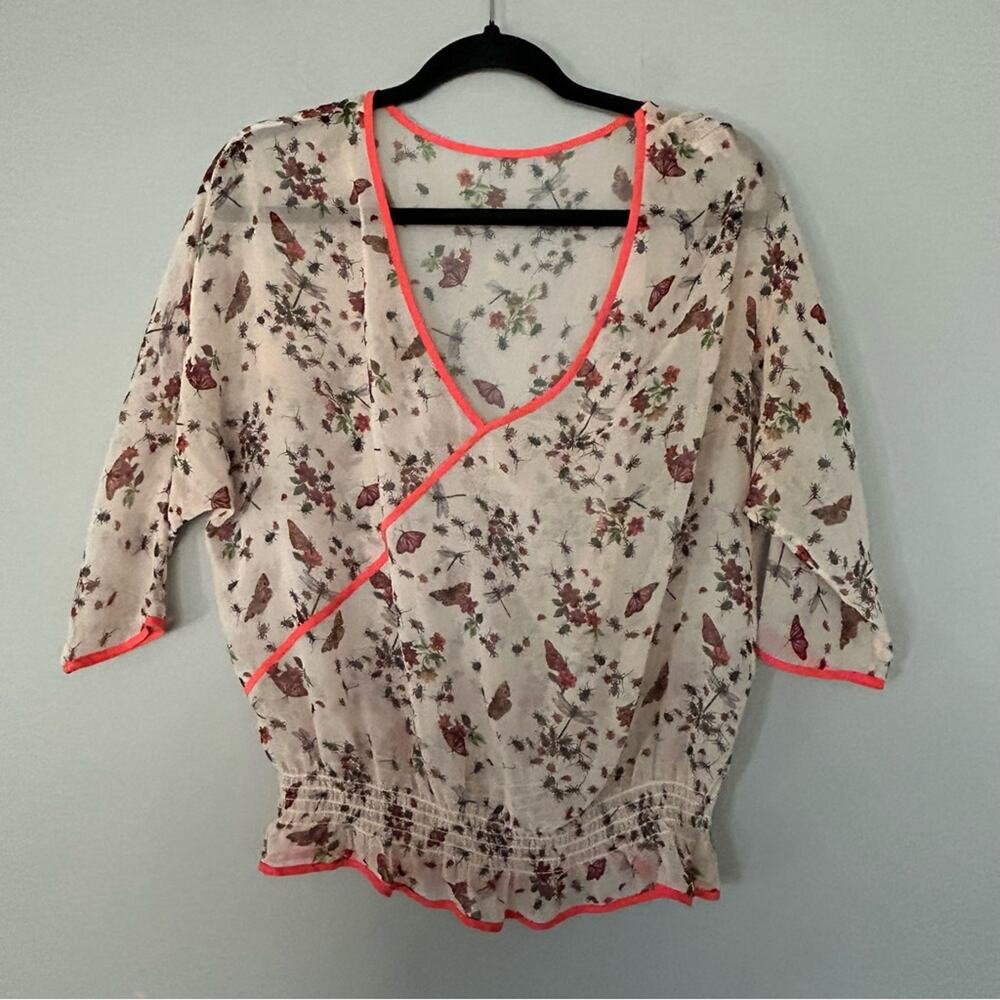 Ted Baker Butterfly Floral Sheer Blouse 1